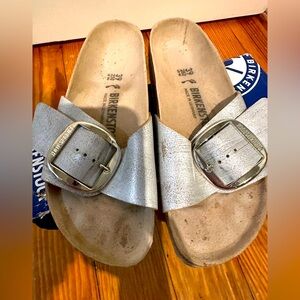 Birkenstock Madrid Big Buckle Sandals, Silver 39